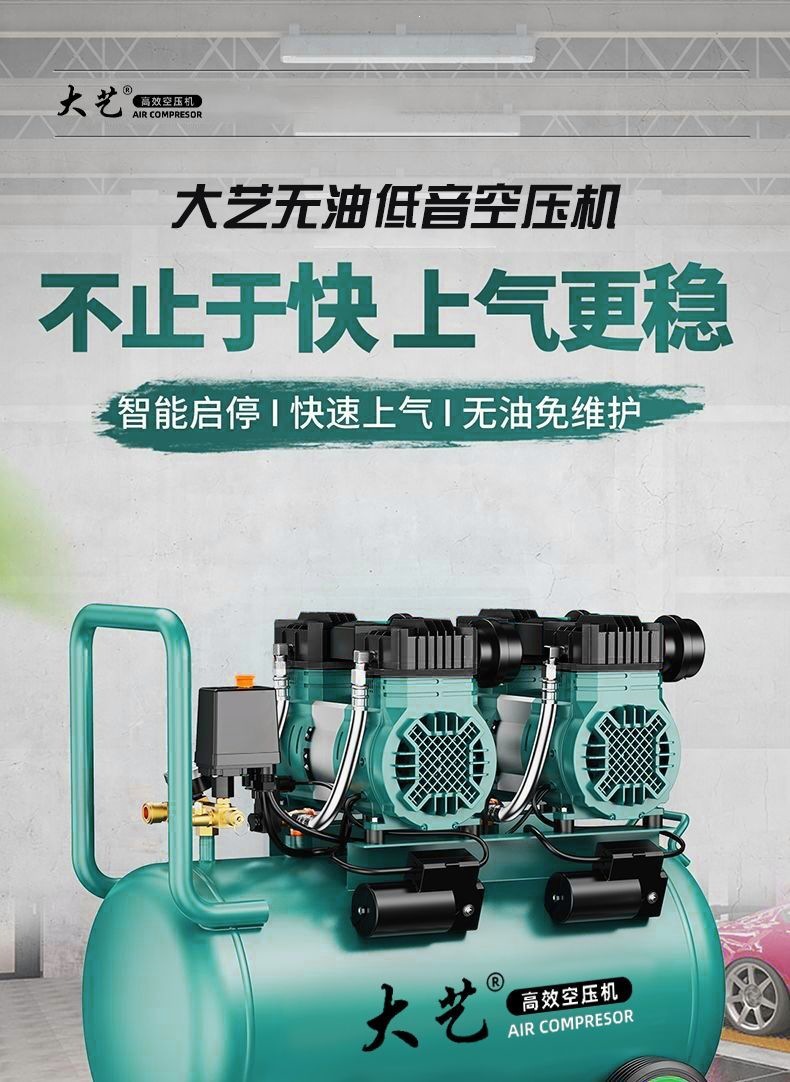 Oil-Free Small Air Compressor Silent Air Pump Air Compressor 220V Woodworking Spray Paint High-Pressure Air Pump