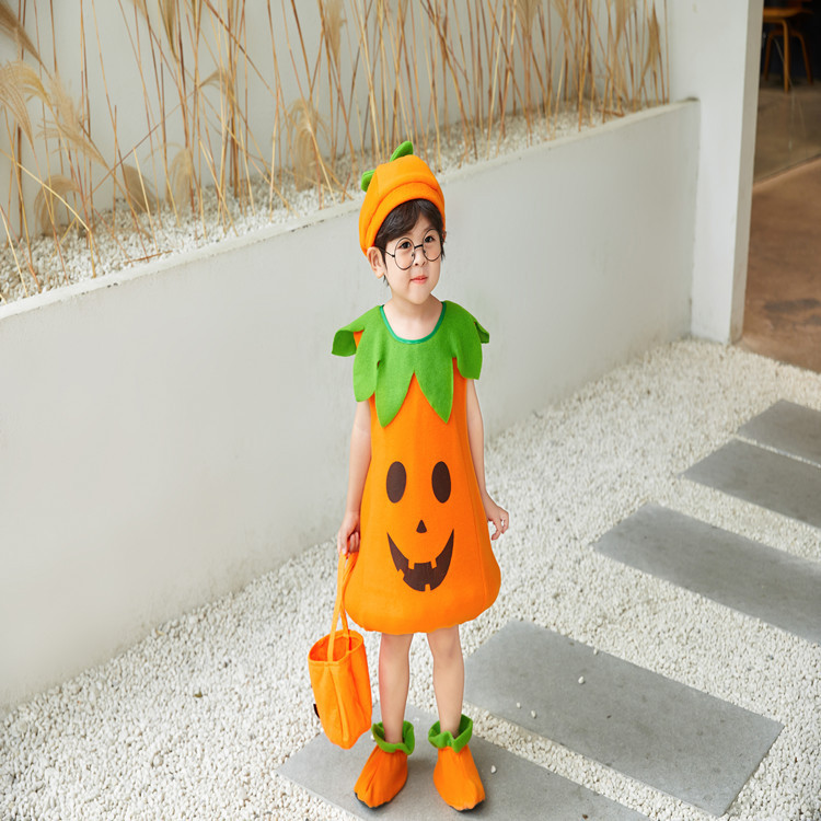 国境を越えた 2025 ハロウィン子供服子供秋服カボチャ服子供ハロウィン植物衣装外国貿易卸売|undefined