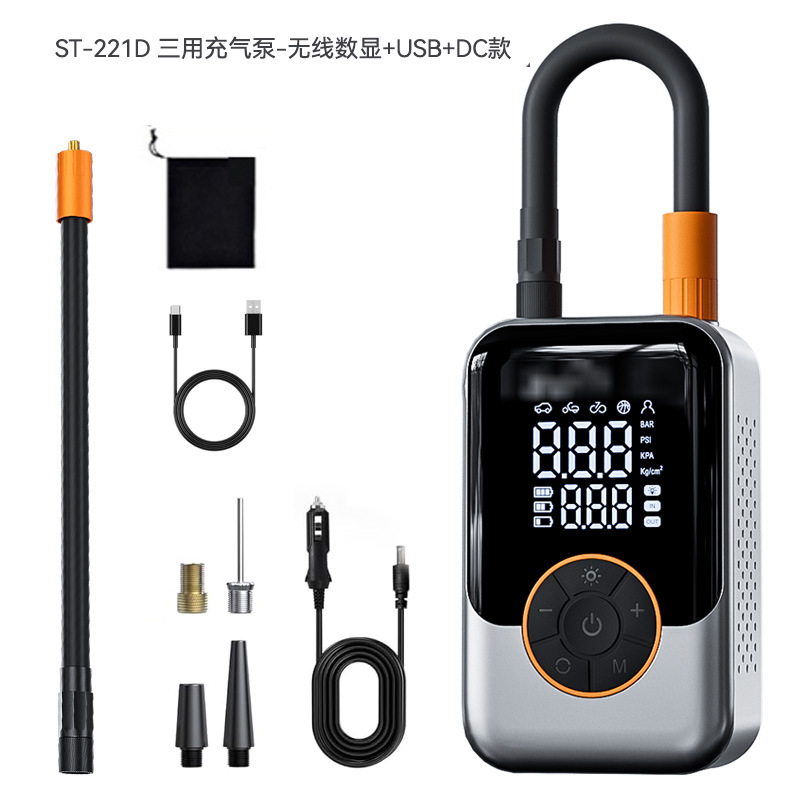 車載空気入れポンプ無線携帯型高圧電動空気入れ自動車用空気入れポンプタイヤ測定タイヤ圧ダブルスクリーン