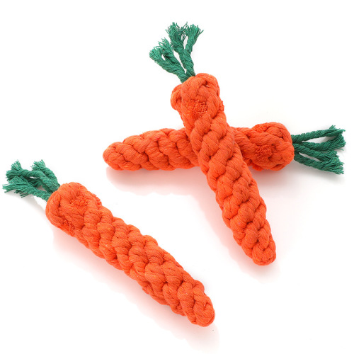 Manufacturer wholesale hand-woven cotton rope carrot Hawo dog chewing rope pet supplies rope knot toys