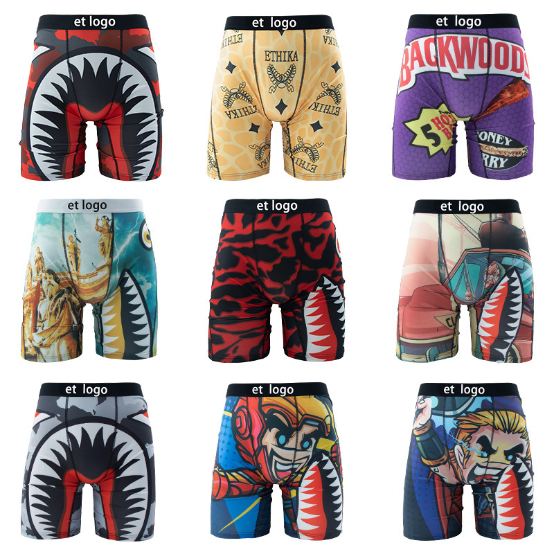 [European and American Hot Item]Ethika Same Style Men's European and American Printed Oversized Boxer Briefs Boxer Briefs Men's Boxing