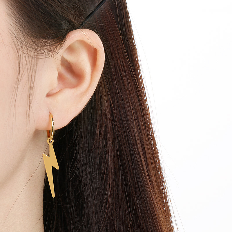 Pendientes de aro rayo brillantes unisex estilo moda_voghion.com