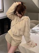 水貂毛皮草女短款2025秋冬气质新款连帽加厚小个子毛毛绒外套大衣