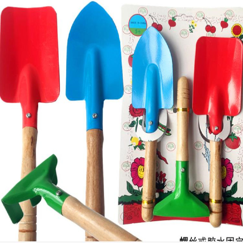 Pala pequeña herramientas de jardinería para niños plantación de pala de tres piezas traje de excavación pala de juguete de playa plantación de pala de flores