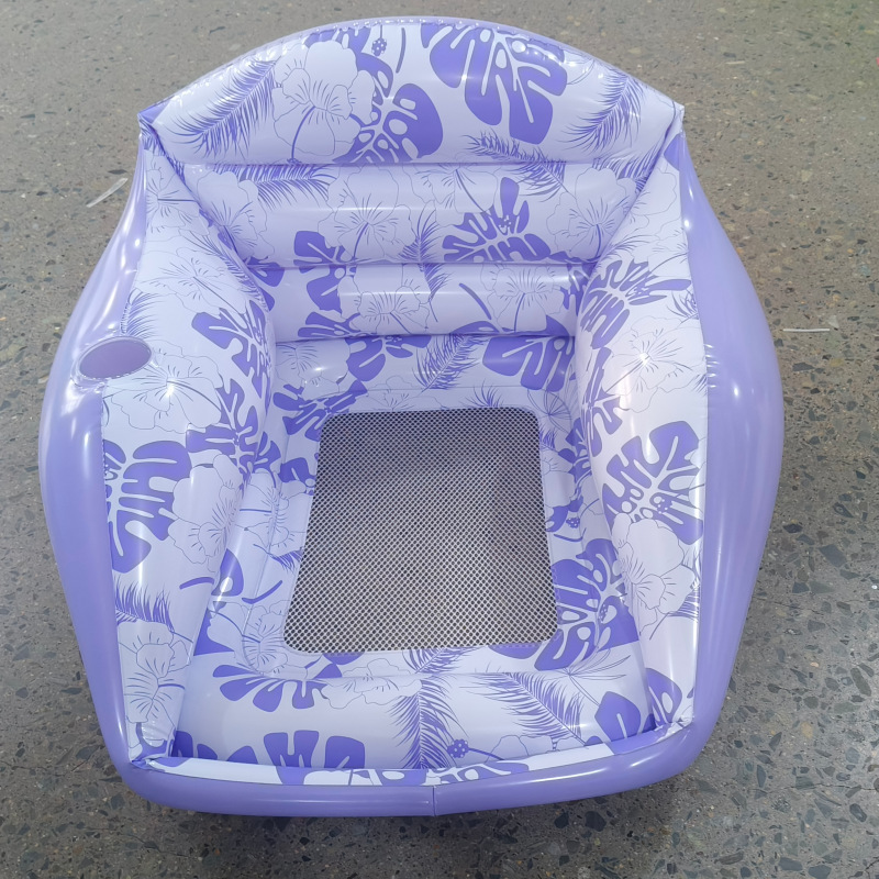 Transfronterizos gruesos PVC sofá flotante de agua pequeña margarita en forma de U respaldo flotante asiento de piscina cama inflable flotante