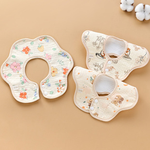 Children's brand gauze waterproof eating bib for new born for baby 4