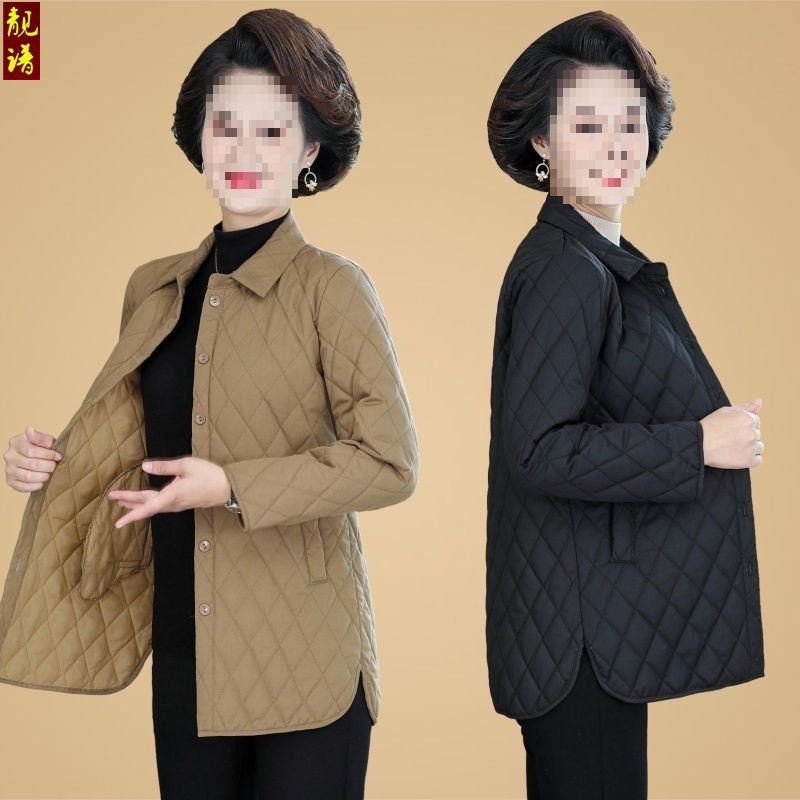 新款妈妈秋装外套中老年女装秋冬薄棉袄中年女士春秋上衣薄款棉衣