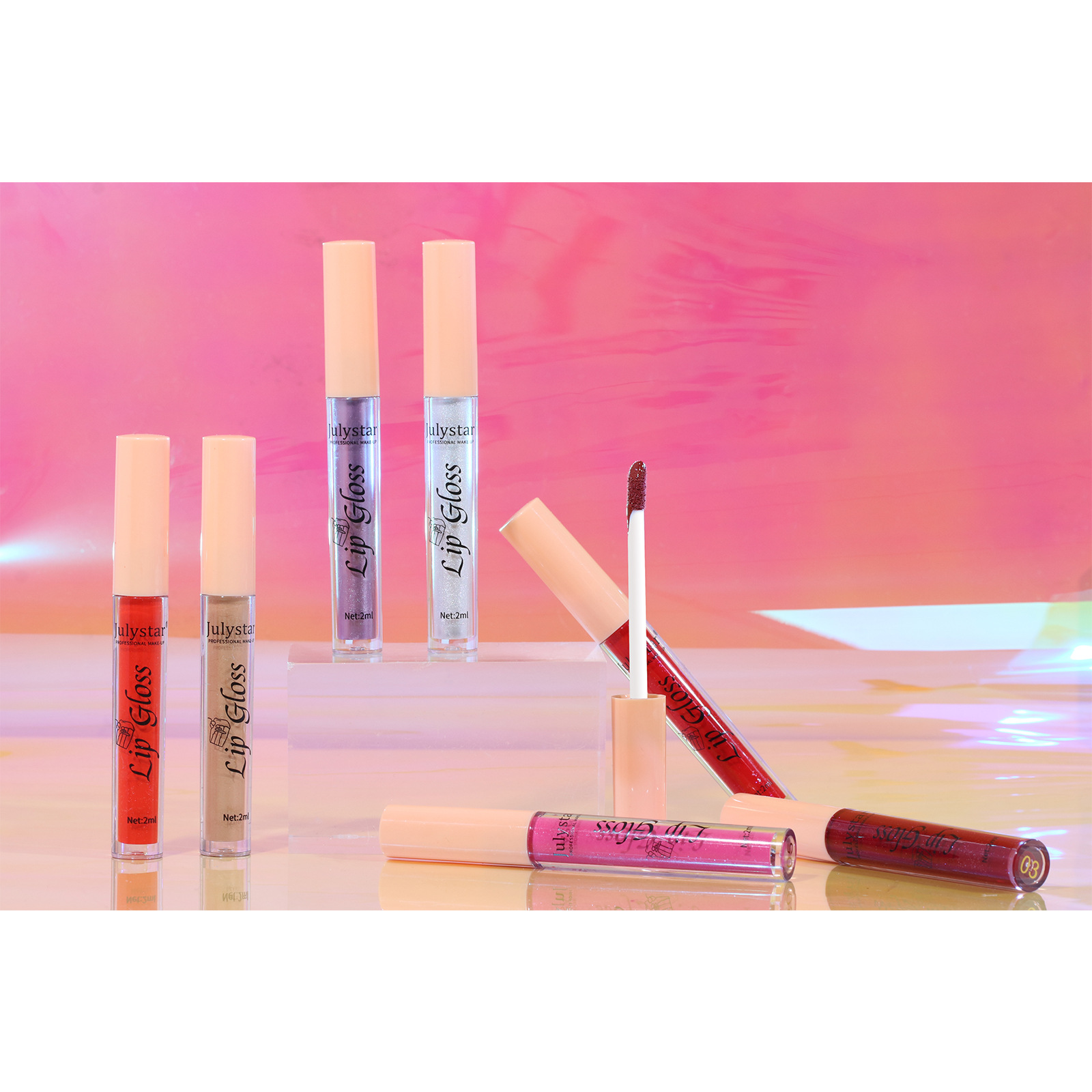 Cross-border makeup lip gloss 8-color pearlescent lip gloss, European and American lip and cheek dual-purpose lipstick, easy-to-apply lip gloss undefined