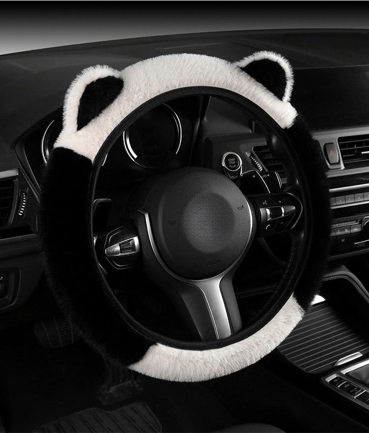 Internet Celebrity Cat Ear Plush Car Steering Wheel Cover Cute Cartoon Cover Autumn and Winter Cold Protection Wholesale