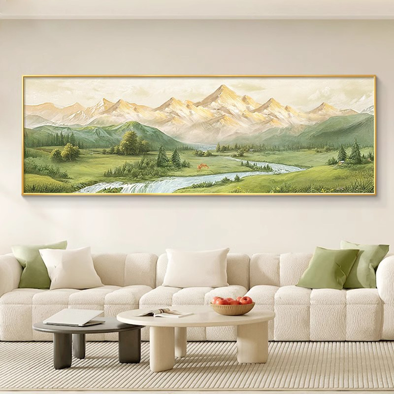 日照金山客厅装饰画山水风景画西墙沙发背景墙挂画2025新款壁画|undefined