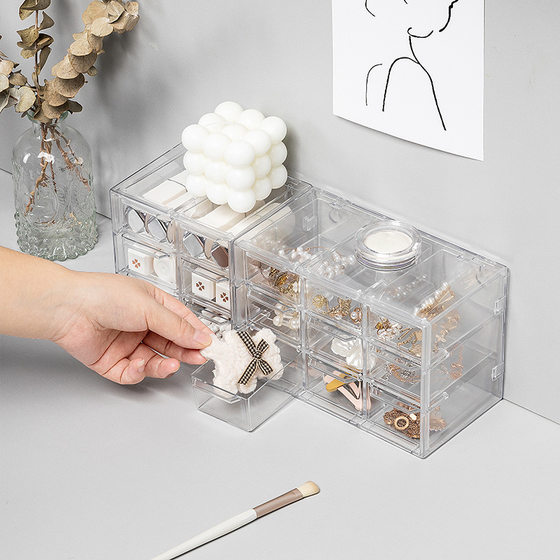 Transparent nine six Palace grid dustproof drawer storage box stationery jewelry 12 Palace grid cosmetics storage shelf