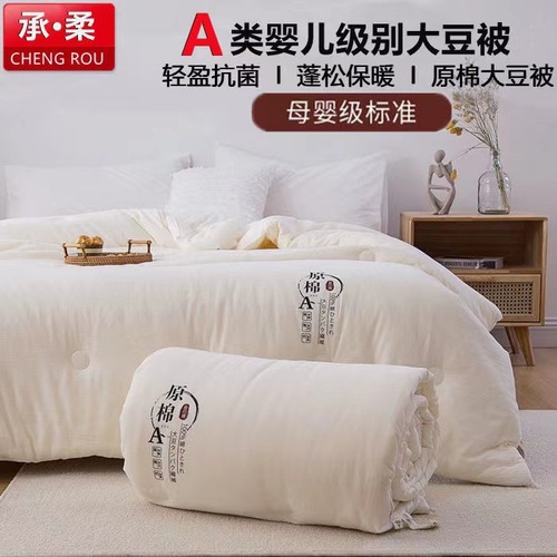 New A-Class Cotton Soy Fiber Quilt, Thick Warm Spring Autumn Summer Quilt, Single or Double Person Activity Gift Winter Quilt