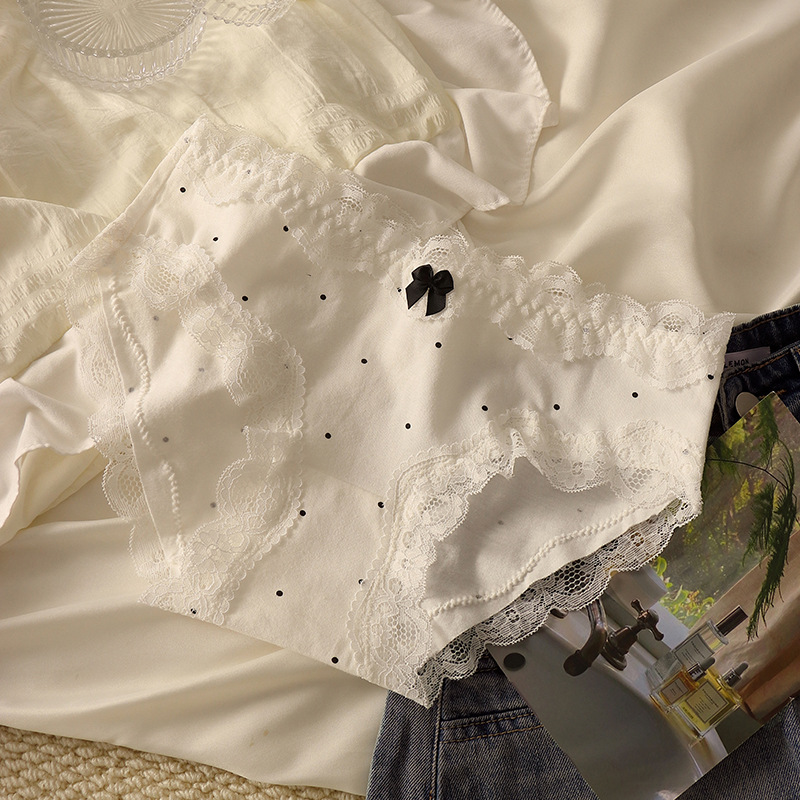 Pantalones de algodón de encaje de cintura transpirables a la piel 10A algodón antibacteriano elástico de cadera de algodón
