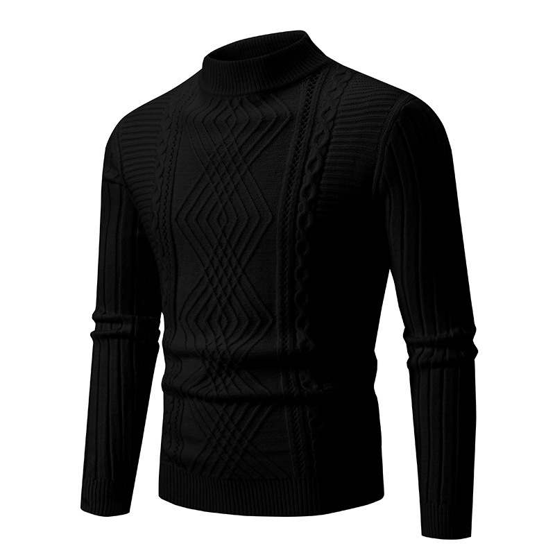 Men's Clothing Men's Slim Fit Mock Neck Sweater - Soft Knit Pullover With Classic Solid Color For Casual & Layering (White, Black, Red, Beige, Blue)_voghion.com