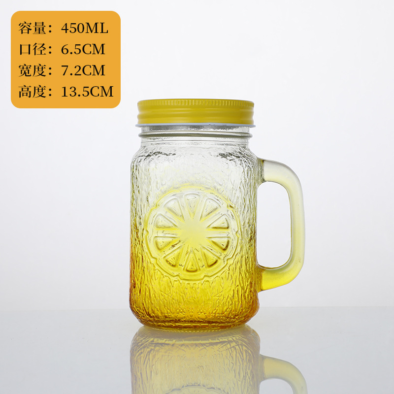 Tazas Mason con mangas de paja tazas de jugo creativas tazas de agua de vidrio de arena de color gradiente
