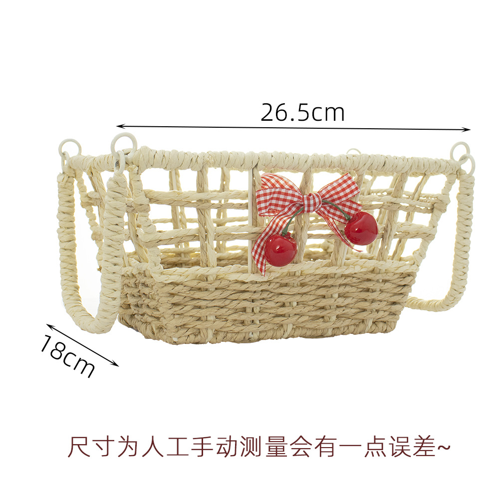 Ins風手作り紙ひも編みかご多機能間食雑物整理かご透かし化粧品デスクトップ収納ケース