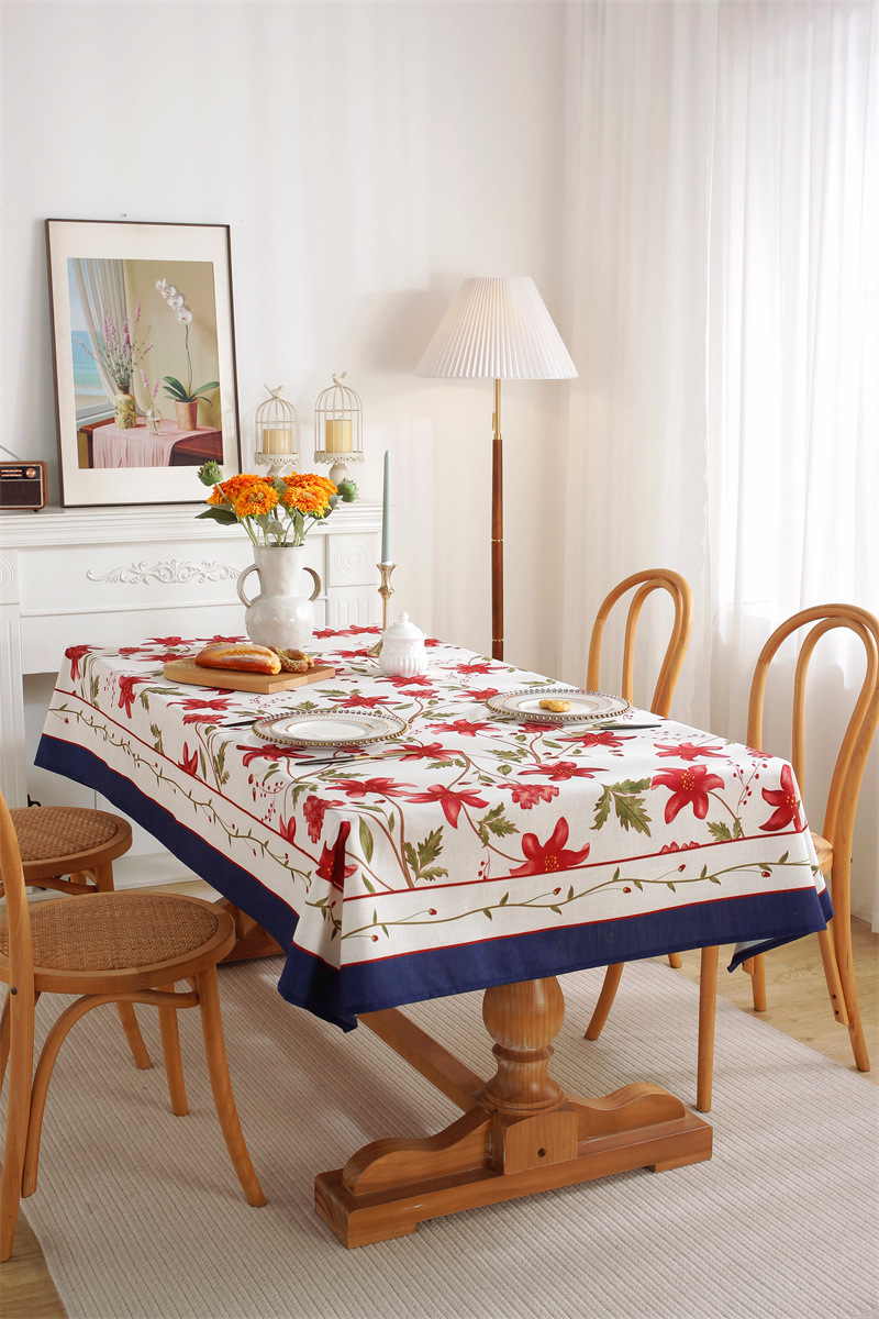 Rechteckige Couchtisch-Esstischdecke aus Polyester-Leinen im amerikanischen Retro-Stil mit Digitaldruck, erhältlich im Großhandel._voghion.com