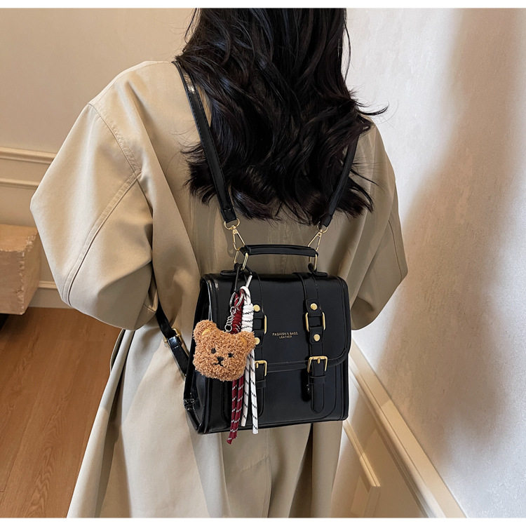 Túi xách nữ dáng vuông nhỏ đa năng phong cách retro, túi đeo vai và đeo chéo tiện lợi — Màu be với cà phê không có mặt dây chuyền, Màu cà phê không đồ treo, Màu đen không có đồ treo, Màu be với cà phê có mặt dây chuyền chi tiết 25