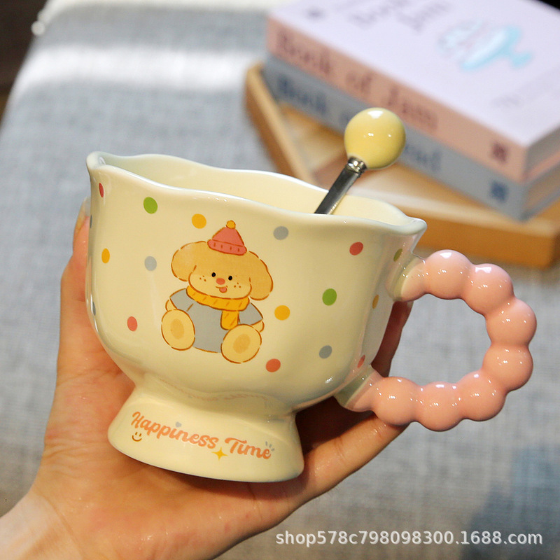 ins风波点小熊陶瓷马克杯高颜值女生杯情侣套装水杯办公室咖啡杯|undefined