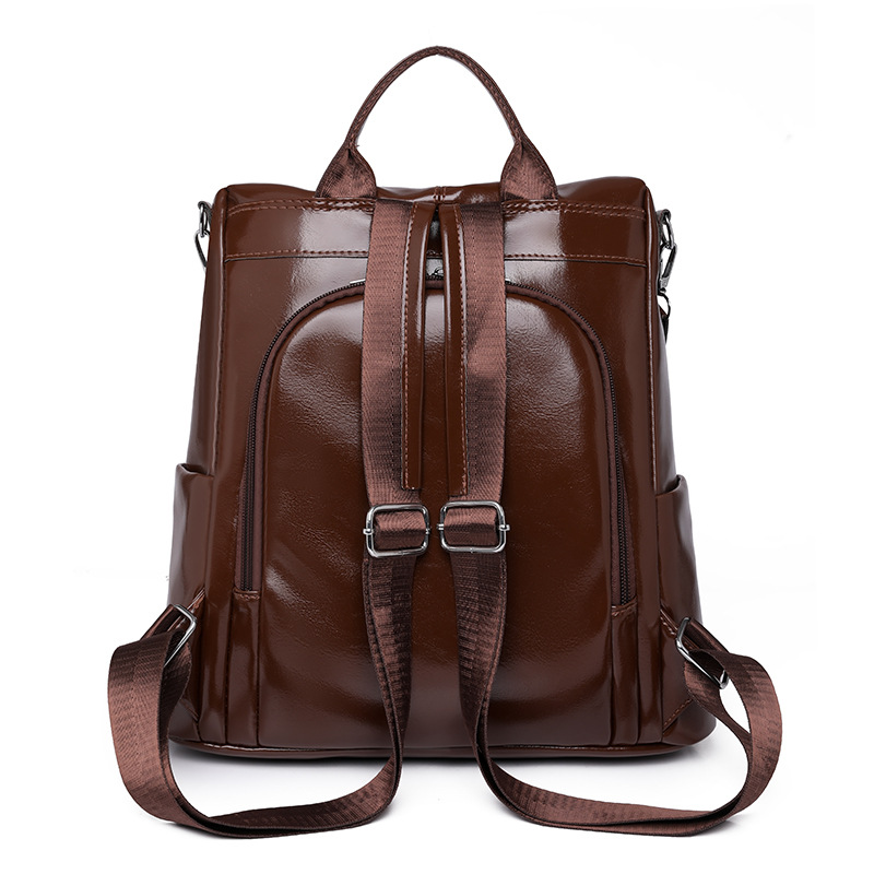 Comercio exterior al por mayor 2023 nuevas señoras mochila antirrobo simple retro cuero suave mochila de viaje mochila escolar de doble uso marea