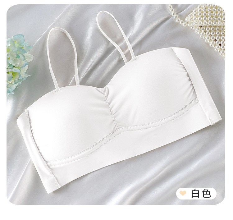 Belleza espalda sin costuras Correa ropa interior sujetador tres breasted inalámbrico taza fija pecho grande pequeño chaleco sujetador