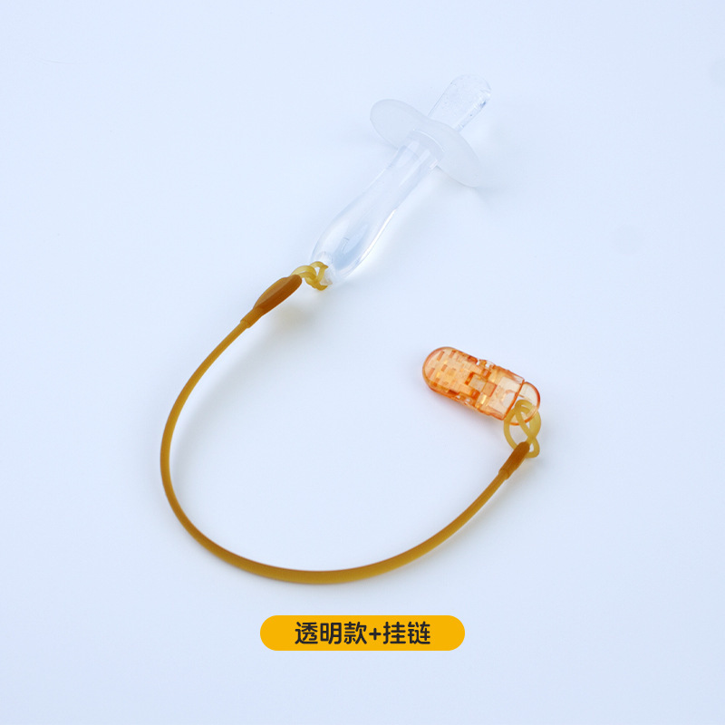 Transparent teether + brown hanging chain