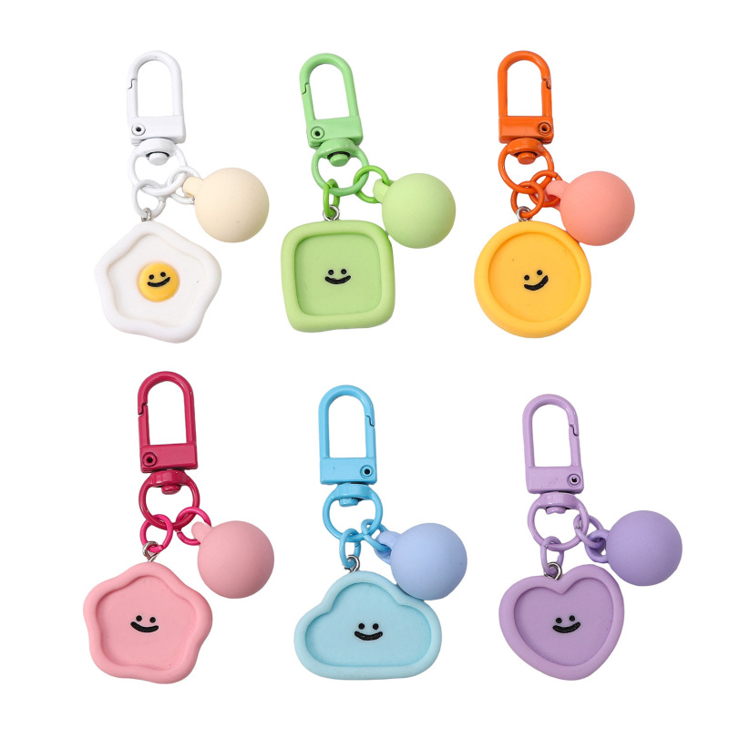 Cross-Border Hot Selling Keychain Pendant Candy Color Smiley Face Geometric Cloud Plate Resin Pendant DIY Jewelry Accessories