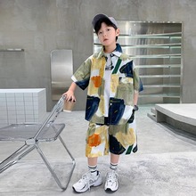 童装男童夏装套装2025新款中大童夏季休闲衬衫男孩夏款短袖儿童潮