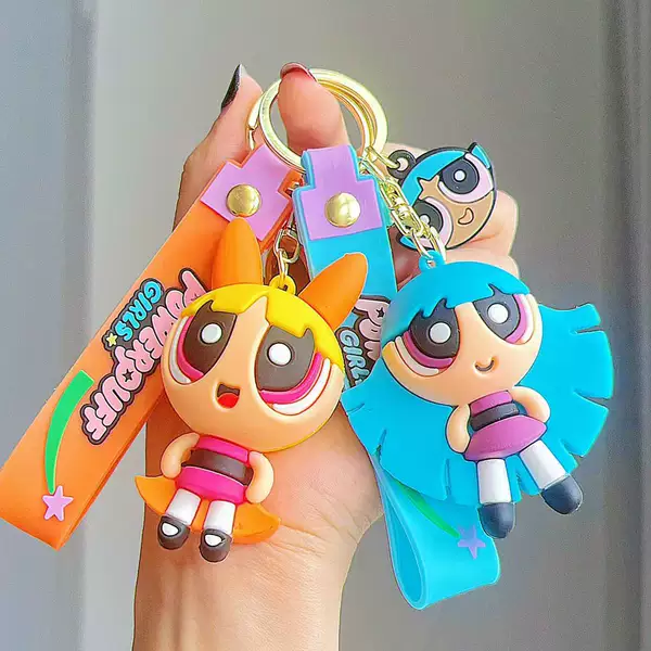 Cartoon Powerpuff Girls Keychain Cute Bag Pendant Creative Silicone Pendant Claw Machine Wholesale