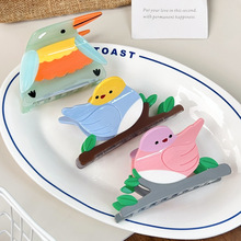 春日小鸟抓夹法式醋酸发饰可爱卡通啄木鸟鲨鱼夹后脑勺夹发夹女