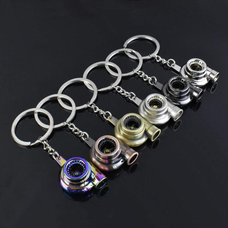 Gift Car Modification Turbocharger Metal Keychain Blower Hair Dryer Key Ring Chain Pendant Car Accessory