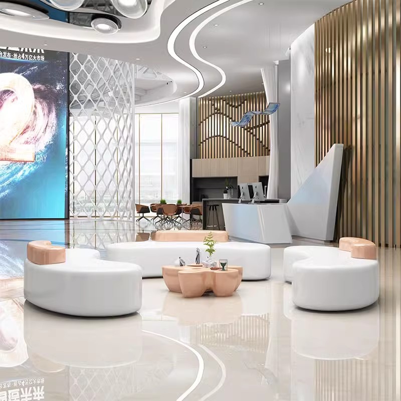 Centro comercial FRP asiento de ocio banco arqueado al aire libre sala de estar pública asiento de espera parque ocio al aire libre