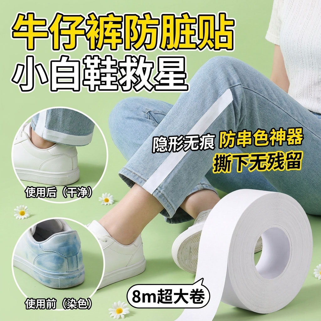Anti-Dirt Stickers for White Shoes Worn with Jeans, a Magic Solution to Prevent Stains, with Adhesive Strips for Dark Pants to Prevent Staining White Shoes