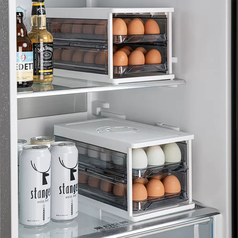 鸡蛋收纳盒冰箱收纳保鲜盒多层分格冷冻架可折叠计时厨房透明蛋托