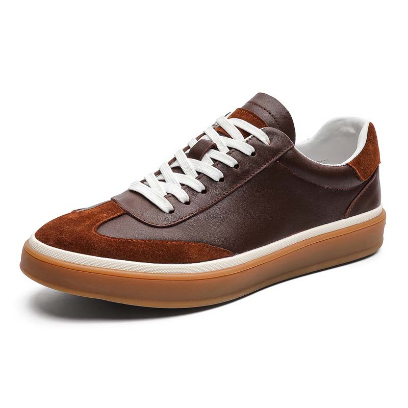 [Cuero de vaca de cabeza] cuero de moda versátil con suela suave de superficie suave de negocios deportivos casuales zapatos blancos cómodos