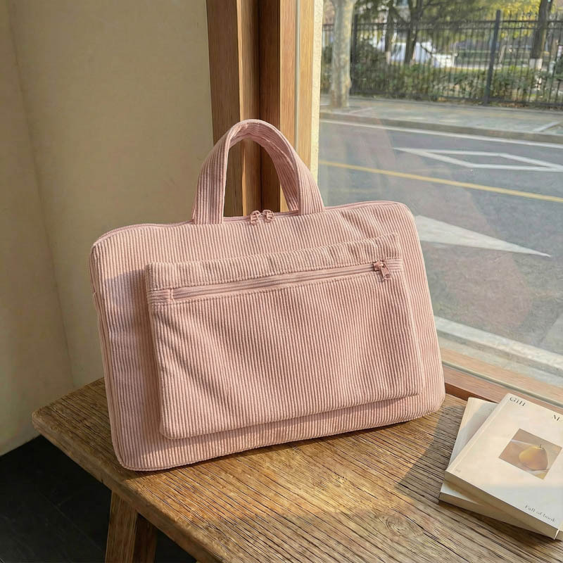 Cross-Border Corduroy Pattern Portable Laptop Storage Bag for Women, Simple Ins-Style Campus Commute Daily Lightweight Computer Bag Cross-Border Corduroy Pattern Portable Laptop Storage Bag for Women, Simple Ins-Style Campus Commute Daily Lightweight Computer Bag