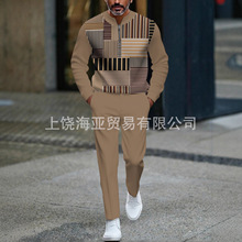 2025跨境Y2TEMU TK爆款男装数码打印高级感休闲运动服秋季男套装