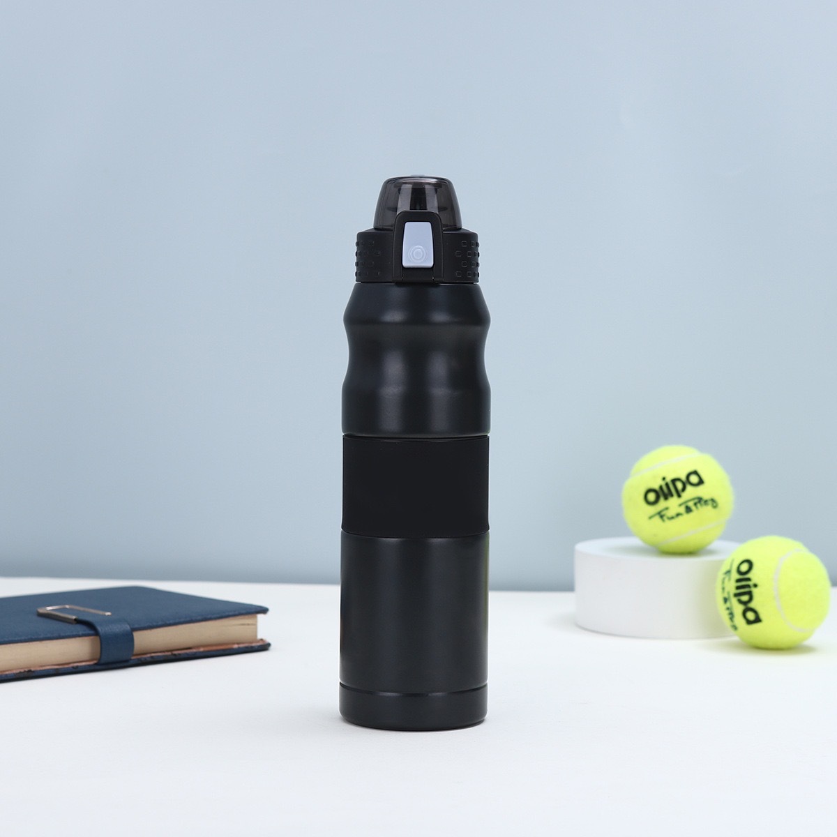 Taza térmica 304 de acero inoxidable con tapa abatible, diseño elegante y portátil, modelo transfronterizo femenino