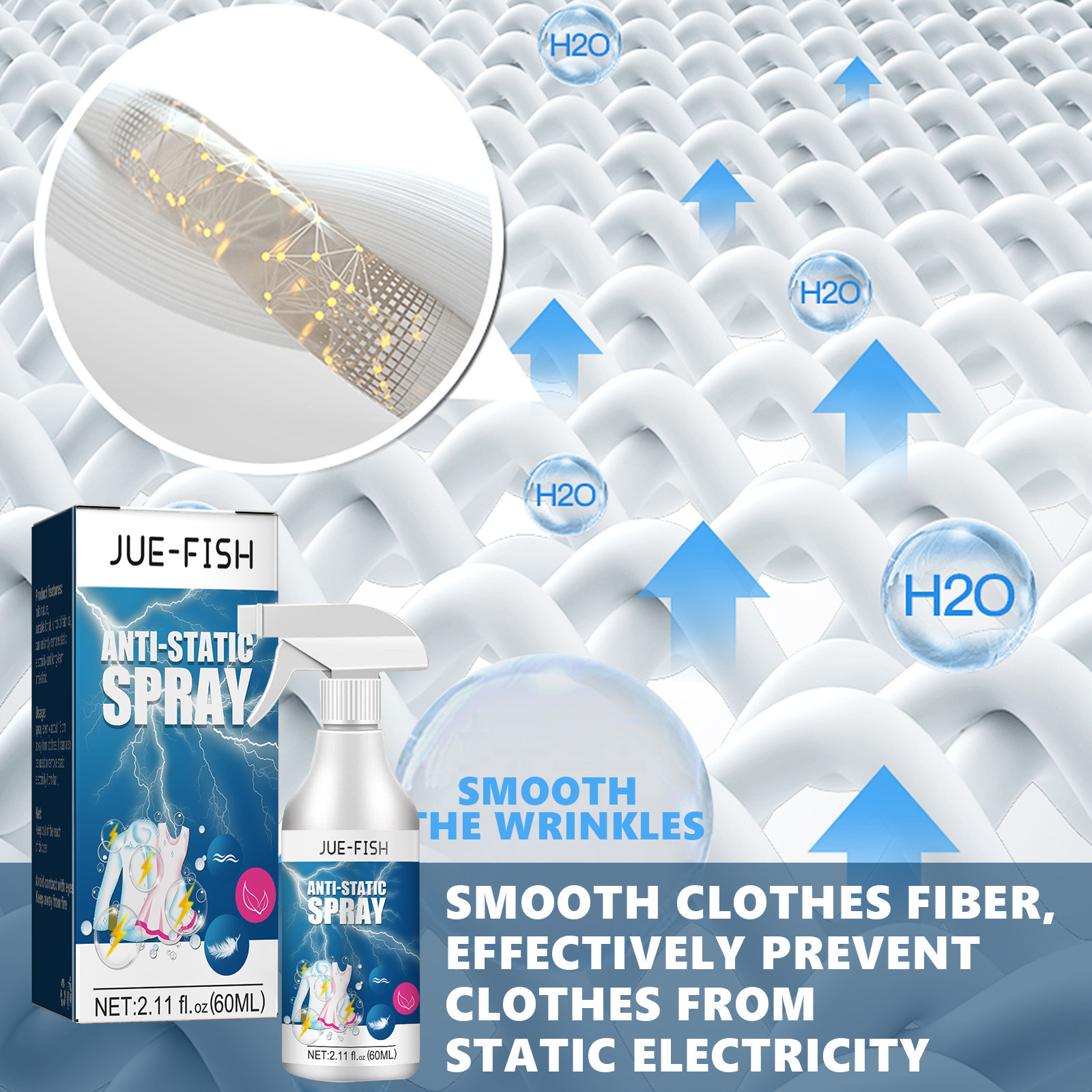Jue-Fish Anti-Static Spray for Home Use, Clothing, Cotton Blankets, Anti-Static, Long-lasting Down Jackets, Hair Spray