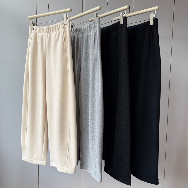 Camel Wool + Mulberry Silk, Three-Dimensional Tailoring! Elastic High Waist, Soft, Comfortable, Loose, Warm, Nine-Point Straight-Leg Pants for Women