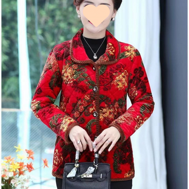 新款中老年秋冬加绒棉衣女妈妈装冬装加厚洋气保暖小棉袄外套短款
