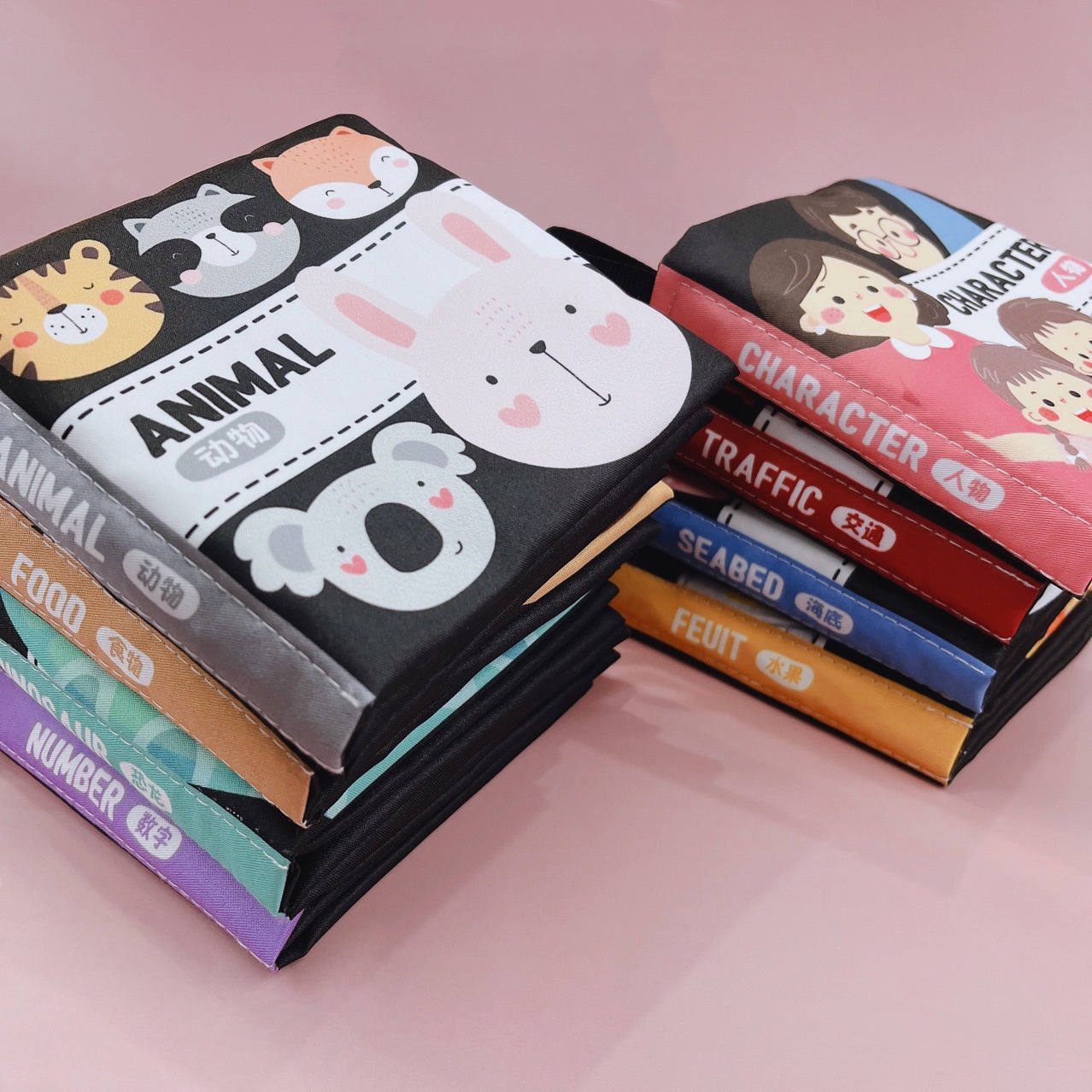 Nuevo producto blanco y negro libro de tela para bebés puede roer juguetes cognitivos libros de tela infantil educación temprana no rasgar libro de juguetes de papel