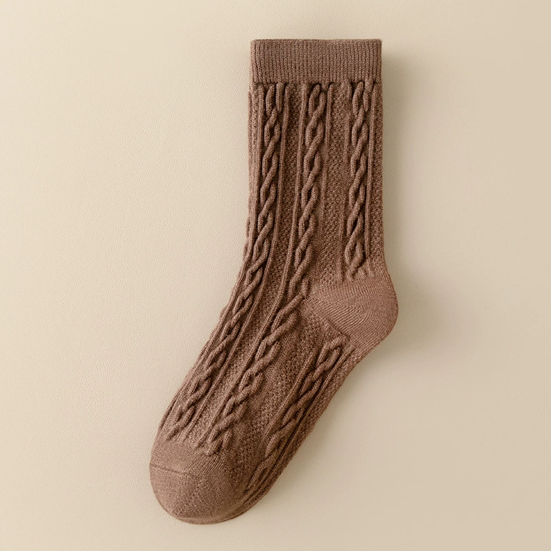 Women’s mid‑tube winter wool socks, solid colors, warm (mid‑calf)