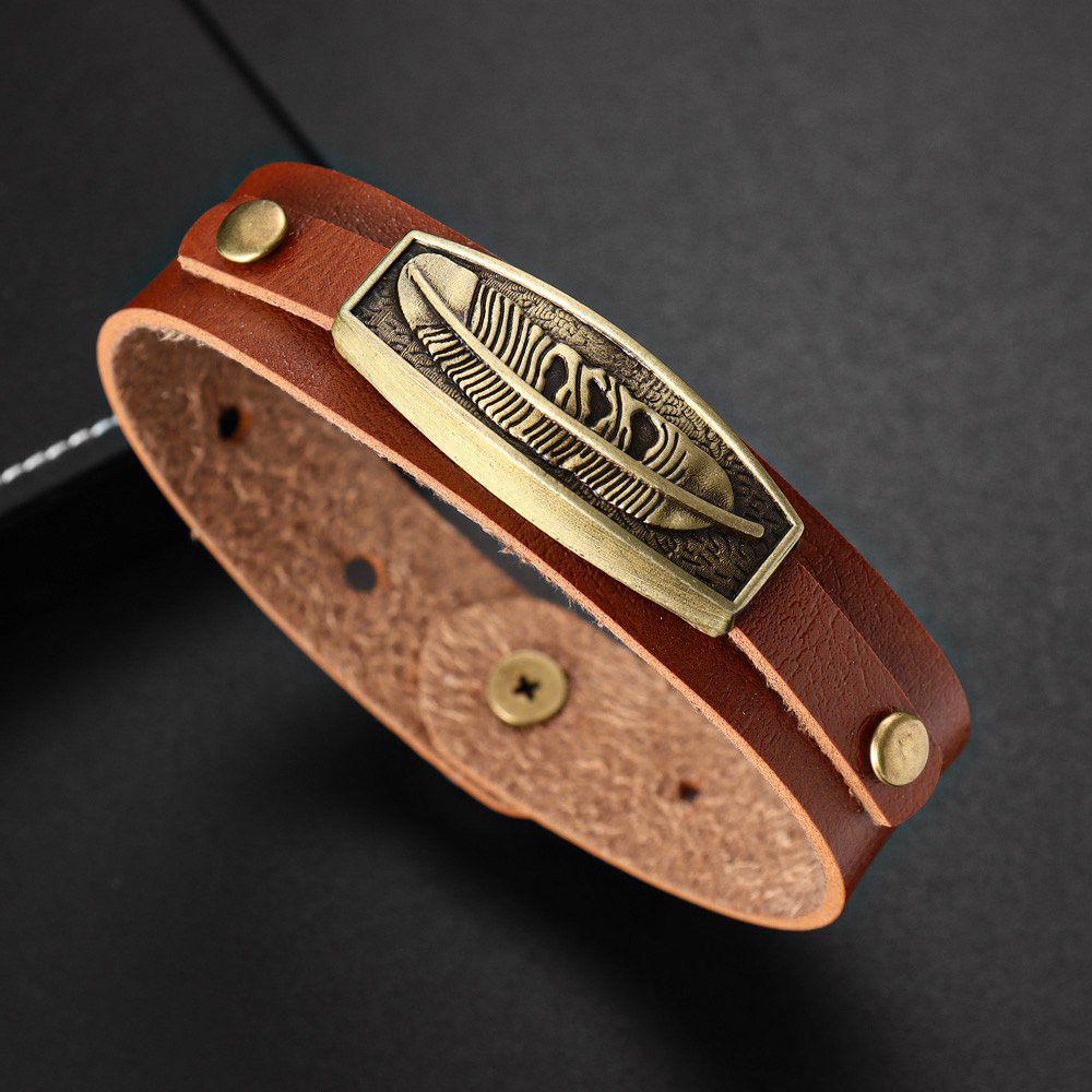 Geometric Retro Streetwear Pu Leather Alloy Bracelets Wholesale display picture 7