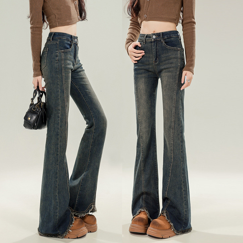 200kg plus size Jeans Women's Spring and Autumn chubby girl Loose Slimming Horn Harem Pants Plus Fertilizer Plus Lager Pants