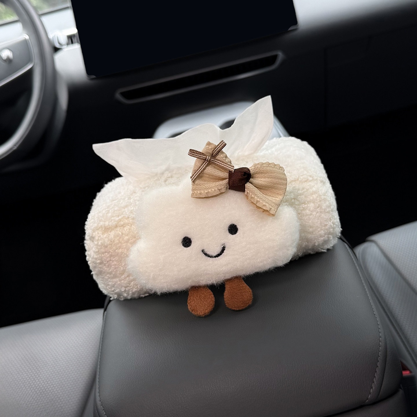 2026 New Model Car Tissue Box, Armrest Box Tissue Holder, Seat-mounted Car Tissue Bag, Cute Cloud Design for Women