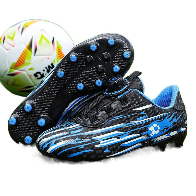 Tenis de Fútbol Infantil con Botón Giratorio de Cuero y TPR para Campo Deportivo
