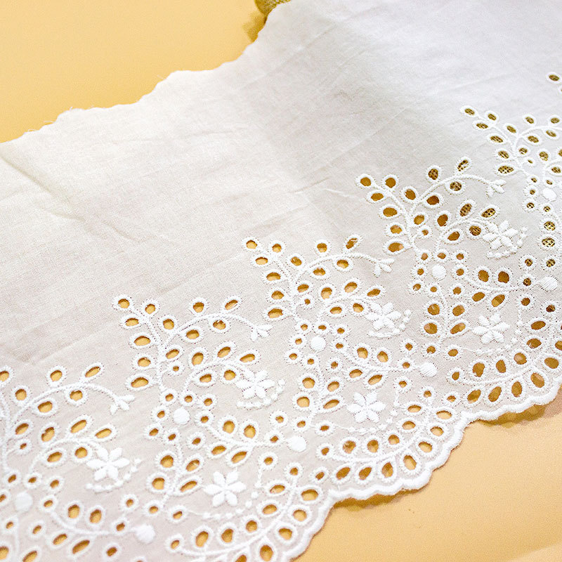 カラー刺繍レース透かし彫り花綿布レース補助材料卸売り服装スカートカーテン装飾生地19cm|undefined