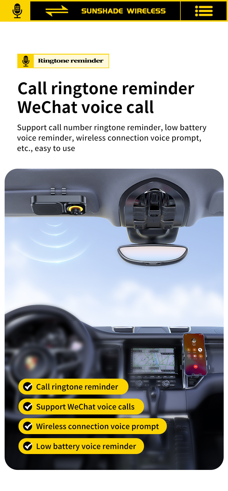 Factory New Car Bluetooth Hands-Free Comes with Speaker Sun Visor Hands-Free Phone Driving High-Definition Voice Call