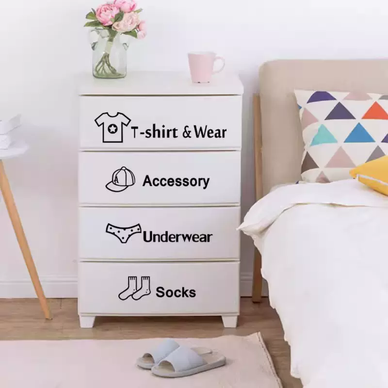 家居衣服鞋帽分类标识防水墙贴纸卡通橱柜衣柜整理收纳提示贴画